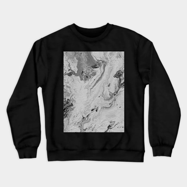 Liquid art, monochrome. Abstract boho background with hand-painted marble texture in black-white-gray colors. Best for the  fabric, wallpapers, covers and packaging, wrapping paper. Crewneck Sweatshirt by Olesya Pugach